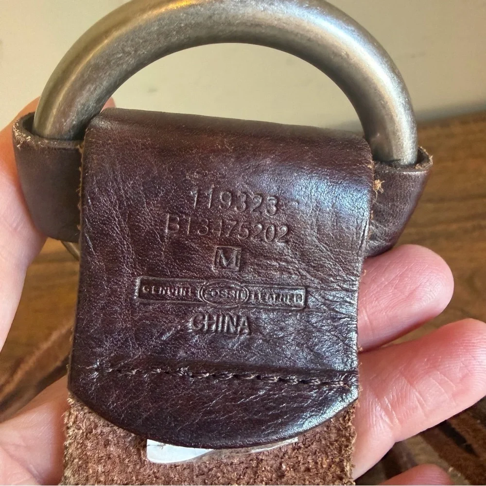 Fossil Brown Leather Belt Thick Braided